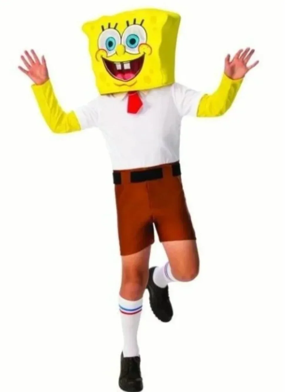 SpongeBob Halloween Costume 4/6 Nickelodeon Jumpsuit, Headpiece, Socks Boys 4 Pc